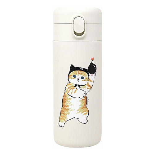 東亜金属 mofusand ステンレス ワンプッシュ ボトル 350ml 【 猫忍者 】 53-2013 ホワイト